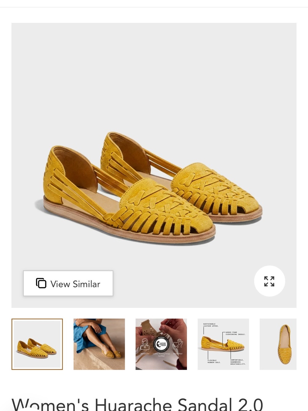 NIB Nisolo Huarache Sandal 2.0 Marigold Size 7